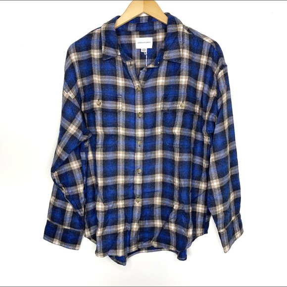 American Eagle Outfitters Other - American Eagle Men’s Blue Plaid Button Down Long Sleeve Shirt Size Medium